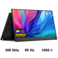 Moniteur portable de 16,1 pouces, 100% SRGB, 300 nits, 1920 x 1080, pour le jeu