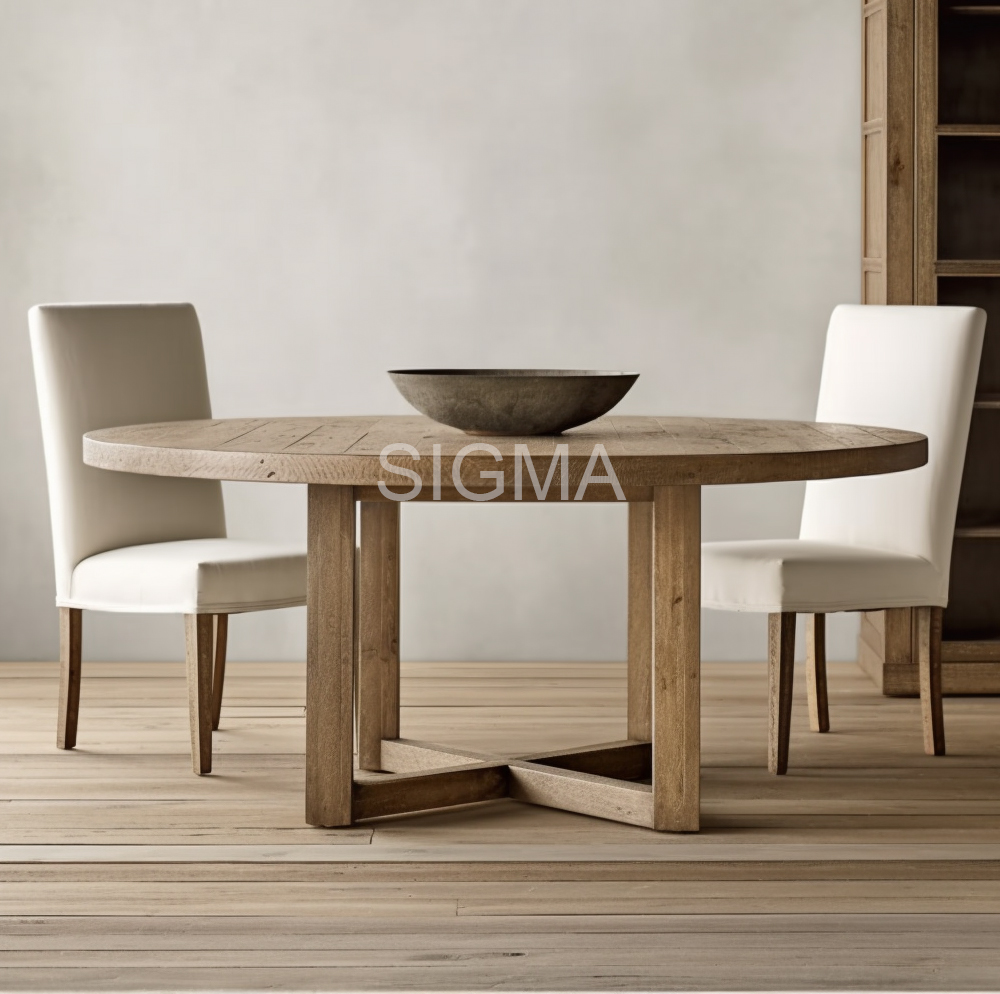 Solid Wood Home Furniture Modern Restaurant Furniture Circle Dining Table Set