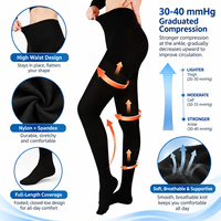 Collants de compression pour femmes et hommes 20-30 mmHg à bout fermé, bas de contention, leggings, collants pour varices et œdèmes en polyamide
