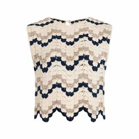 Fabricant de tricots personnalisé printemps été haut rayé plissé et pantalon évasé droit en coton crocheté ensemble de style décontracté