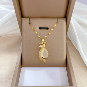 Collar con Colgante de <span class=keywords><strong>Letra</strong></span> Inicial Chapado en Oro, de Acero Inoxidable, 26 Letras del Alfabeto Inglés Antiguo, Venta al Por Mayor de HY Fashion - Product Image 4