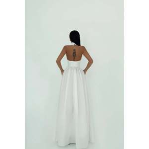 Robe de soirée blanche en crochet Tania pour femme, style A-line avec taille empire, vintage, nouvelles tailles XS S XL, tissu polyester - Product Image 2