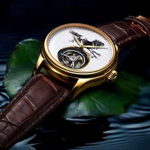 Soporte de reloj mecánico Tourbillon con logotipo personalizado para hombre, relojes Tourbillon de <span class=keywords><strong>caballo</strong></span> con pintura de tinta, OEM - Product Image 6
