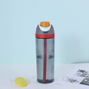 Botella de agua de plástico portátil de 750 ml (25 oz) con doble boquilla y pajita extraíble, apta para alimentos, ideal para deportes al aire libre. - Product Image 5