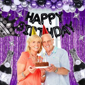 Venta al por Mayor <span class=keywords><strong>de</strong></span> 117 Piezas <span class=keywords><strong>de</strong></span> Decoración <span class=keywords><strong>para</strong></span> Fiesta <span class=keywords><strong>de</strong></span> <span class=keywords><strong>Cumpleaños</strong></span> Color Morado, <span class=keywords><strong>Globos</strong></span> Morados y Negros <span class=keywords><strong>para</strong></span> Hombres, Mujeres, Niños y Niñas - Product Image 3