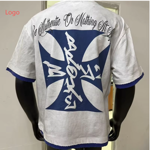 T-shirt vintage surdimensionné à col rond en coton 100% imprimé noir délavé, avec blocs de couleur et effet vieilli, pour homme - Product Image 2