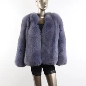 Оптовая продажа, теплое плотное женское меховое пальто, куртки из цельного натурального Лисьего меха, пальто с круглым воротником