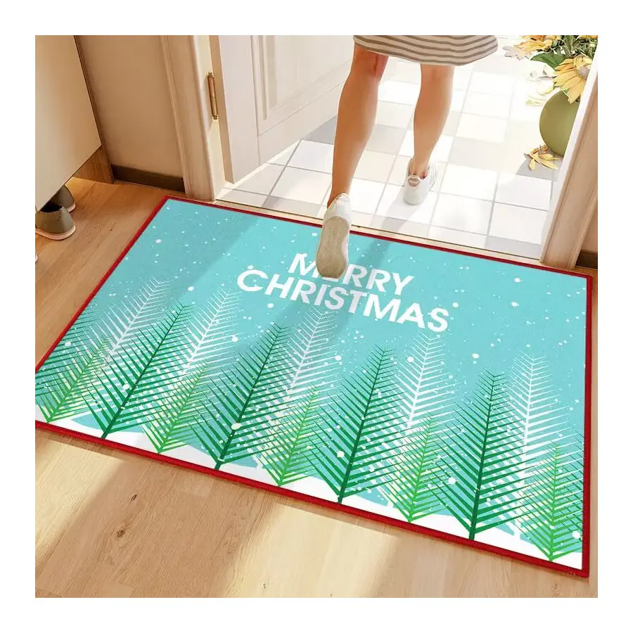 Alfombra de entrada en la puerta elemento navideño piso pequeño con alfombra de Cachemira de imitación alfombra Premium entrada alfombra de diseño de dibujos animados