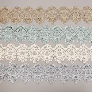 8.5CM Flower Water Soluble Embroidery Trimming Cotton Lace Trim for Sofa Cushion Table Flag Home Textile Accessory