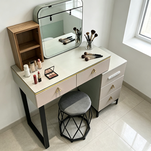 Modern Makeup <b>Vanity</b> With <b>Lighted</b> Mirror Storage Drawers Bedroom Dressing Table With Stool - Product Image 4