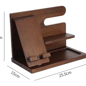 Neben Tisch Veranstalter Handy Schreibtischst änder Uhr Veranstalter Schlüssel halter Brieftasche stehen Holz Telefon Docking station