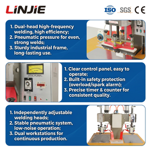 Nouvelle machine de soudage et d'embossage haute fréquence LINJIE 8 kW pour PVC, TPU, PU, tissus, cuir, bâches et films plastiques - Product Image 2