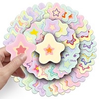50 feuilles de journal décoratif imperméable pour enfants, style frais transfrontalier, avec étoiles, pentagrammes et motifs de dessins animés originaux pour filles