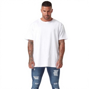 OEM 100% Cotton Men Extended Neck Heavyweight Luxury <b>Short</b> <b>Sleeve</b> Drop Shoulder Custom Print Solid Quick Dry Breathable Blank - Product Image 2