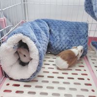Ensemble de 3 accessoires doux et chauds pour petits animaux : hamac double couche, tunnel, maison et coussin pour petauh, furet, cochon d'Inde