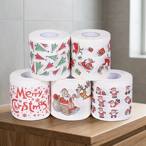 Christmas <b>Pattern</b> Toilet <b>Tissue</b> Standard Roll Soft Wood Pulp 5-Pack - Product Image 4