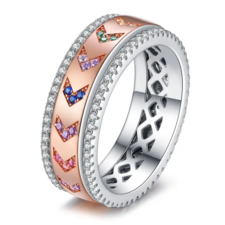 BRAOLIカラフルシルバー925リングメタルOリング女性用結婚指輪