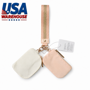 Élégant porte-clés unisexe à double pochette avec sangle de poignet, en nylon, fermeture éclair, détachable, pour cartes bancaires et mini-monnaie - Product Image 2