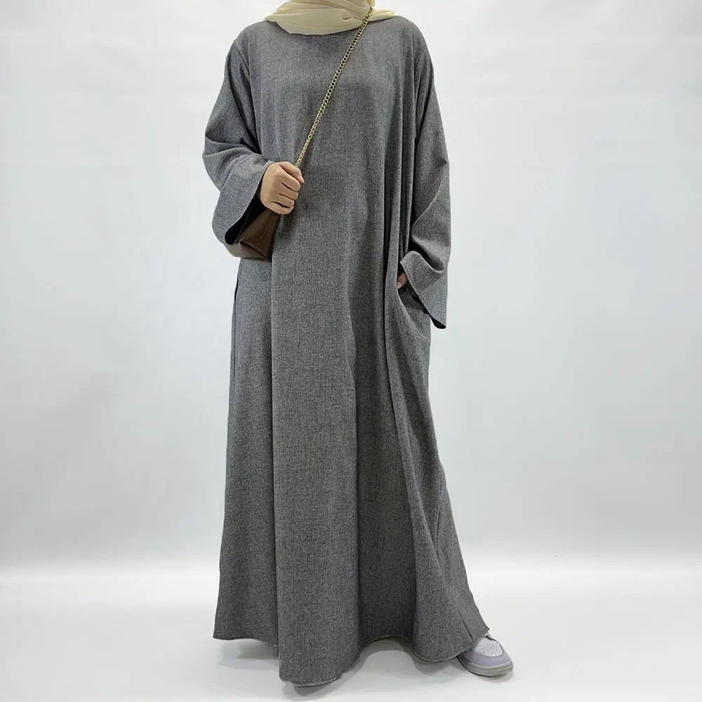 Tùy Chỉnh Linen Đóng Abaya Eid Chất Lượng Cao Áo Hồi Giáo Quần Áo Thời Trang Mới Dubai Abaya Phụ Nữ Hồi Giáo Ăn Mặc