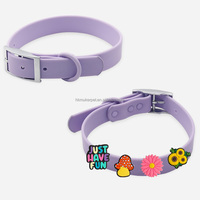 Collier pour Chien en PVC Imperméable avec Boucle en Alliage de Zinc Chromé Antirouille, Logo Personnalisé DIY, Orné de Breloques Mignonnes et Tendance
