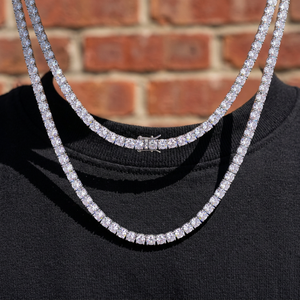 Collier Chaîne Tennis Classique en Argent Sterling 925 Plaqué Or, Sertissage Griffe Taille Brillant, Style Hip Hop, Bijoux Fins, En Stock aux États-Unis - Product Image 4