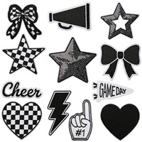 Ensemble de patchs brodés et appliqués à paillettes en forme d'étoile, thème cheerleading et esprit scolaire, pour jours de match sportif, pour vestes, jeans et sacs à dos