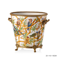 Vintage fleur et oiseau motif décor à la maison luxe cuivre porcelaine Vase pot plateau ornements de haute qualité intérieur décoration de la maison