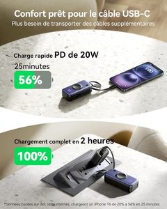 <span class=keywords><strong>INIU</strong></span> 5000mAh Mini chargeur Portable mince câble intégré QC3.0 type-c Compatible pour Apple Watch pour iPhone 16/15 LCD IWatch - Product Image 5