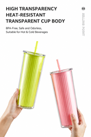 Gobelets isothermes en PS dépoli à double paroi de 750 ml, pratiques, avec paille droite intégrée, compatibles avec les couvercles à paille, pour bière chaude