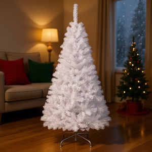 Sapin de Noël blanc 5 6 7 8 pieds avec pieds en métal solide, décoration intérieure pour les fêtes - Product Image 2