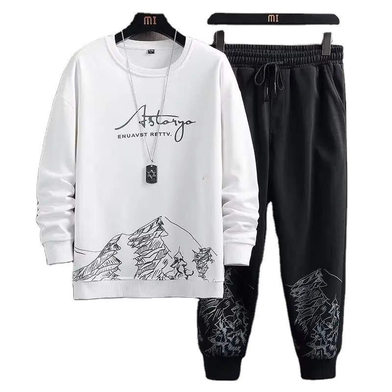 Men's T Shirt And pant Set Autumn long Sleeve Tops And trousers Suits Breathable Casual T Shirt Running Set Fashion