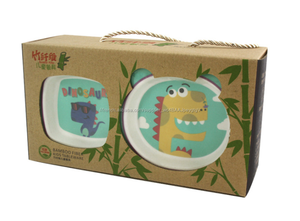 Dinosaure Dessins <span class=keywords><strong>bambou</strong></span> fibre <span class=keywords><strong>assiettes</strong></span> <span class=keywords><strong>creuses</strong></span> et assiette, plaque de fibre de <span class=keywords><strong>bambou</strong></span> pour enfants - Product Image 4