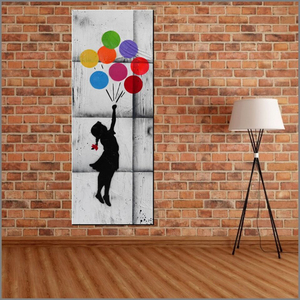 Dipinti d'Arte Moderna Fatti a Mano, Ritratto Astratto di Bambina con Palloncini su Tela per Decorazione Soggiorno - Product Image 4