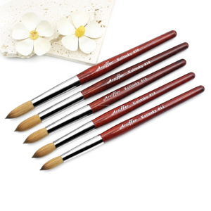 Pinceau acrylique 3D multifonctionnel Arsiffer, manche en bois rouge, forme ronde, poils 100% pur Kolinsky, personnalisé # 2- # 24 ongles en acrylique - Product Image 5