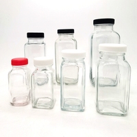 Clear Glass French Square Bottles with Plastic Screw Cap