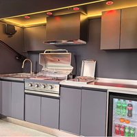 Cuisine extérieure moderne sur mesure de 2,5 m, conçue pour toutes les conditions météorologiques, en acier inoxydable 304, avec grill et évier modulaires