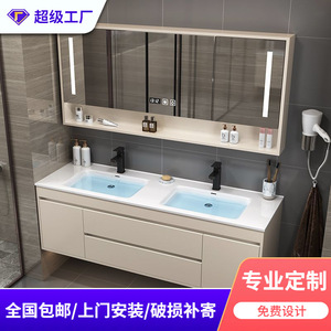 Modern LED Wall Mounted <strong>Vanity</strong> Mirror Single Sink Bathroom Cabinet Lacquer Finish Plywood <strong>Case</strong> for Hotels Home Use Ceramic Bath - Product Image 3