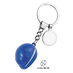 Llavero con Logotipo Personalizado, Casco Metálico Azul Grande con Moneda para Uso Comercial - Product Image 1