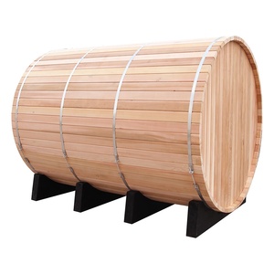 Alphasauna Cedro rojo occidental tipo nórdico al aire libre Sauna barril con fuera de asiento - Product Image 3