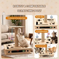 Jouet interactif pour chat en bois massif, à usage intérieur, griffoir et boîte labyrinthe de puzzle pour l'auto-entretenissement des animaux de compagnie