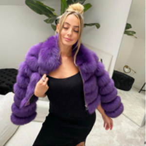 <span class=keywords><strong>Manteau</strong></span> court en fausse fourrure avec accents en fausse fourrure de renard pour <span class=keywords><strong>femme</strong></span> col rabattu manches longues - Product Image 6