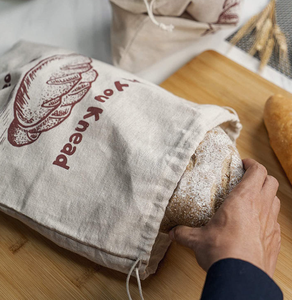 Bolsa de pan de lino ecológica personalizada sin forro, lavable, para inventario, embalaje casero, con cordón, reciclable - Product Image 3