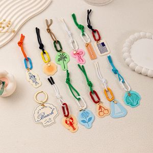 Breloques en acrylique rétro tressées en corde, pendentifs contrastants pour porte-clés, pendentifs de téléphone portable, breloques géométriques de dessin animé pour chaîne de sac - Product Image 1