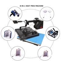 Presse à chaud combinée 8 en 1 Machine de transfert de chaleur avancée à affichage numérique par sublimation pour T-shirt/Mug/Chapeau // Ardoise/Verre/Roc
