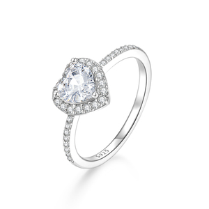 Bagues de fiançailles classiques en argent sterling 925 avec CZ blanc 5A taillé en cœur CANNER pour femmes, pour mariage et fêtes - Product Image 2