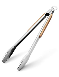 Offre Spéciale – Pinces de Barbecue 14 Pouces en Acier Inoxydable avec Manche en Bois pour Accessoires de Cuisine - Product Image 1