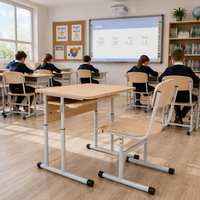 Chaise de bureau gain de place pour salle de classe, hauteur réglable, base cantilever, étagère sous le bureau pour programme post-scolaire et salle d'activités pour enfants