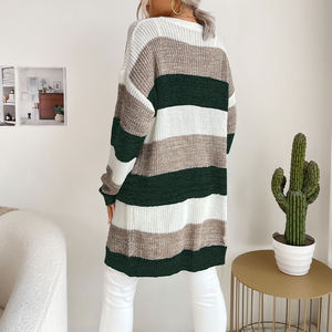 Chandail à blocs de couleurs pour femmes, manteau d'extérieur à manches longues, cardigan tricoté en vrac ouvert sur le devant, nouvel arrivage - Product Image 5