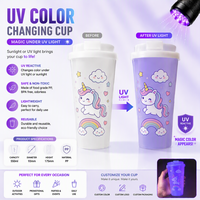 Couvercle de tasse 550 ml en PP à changement de couleur UV, réactif à la lumière du soleil, réutilisable, pour boisson directe, écologique, étanche, pour l'extérieur