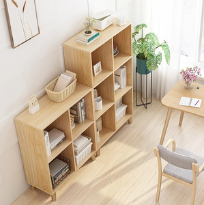 Casier de rangement en bois à deux niveaux et à deux niveaux Étagère polyvalente pour bureau à domicile Conception à quatre compartiments - Product Image 2